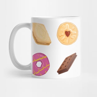 Four Traditional English Biscuits on White Mug